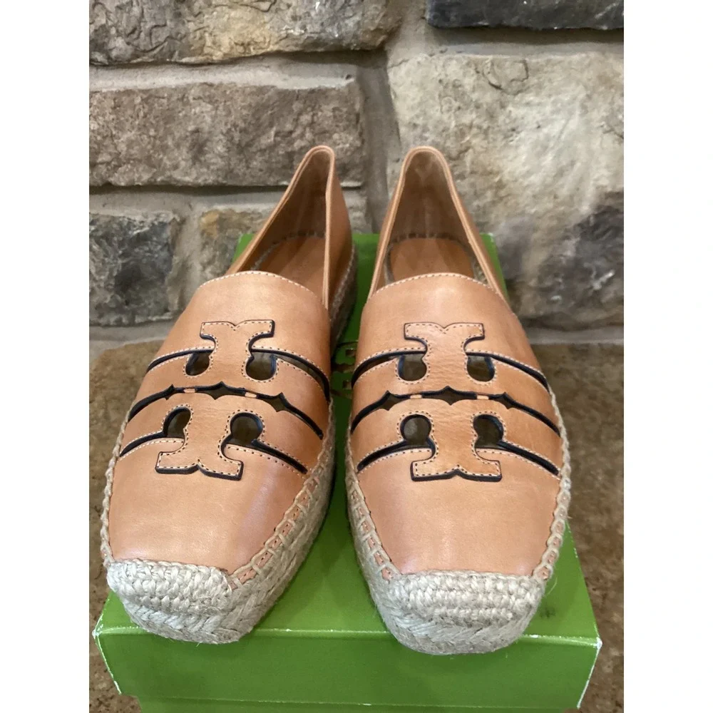 Tory Burch Ines Womens Size 7 Platform Espadrille Camello Leather Size 7 New